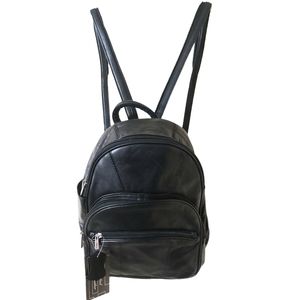 NWT Genuine Leather Black Small Lightweight Backpack